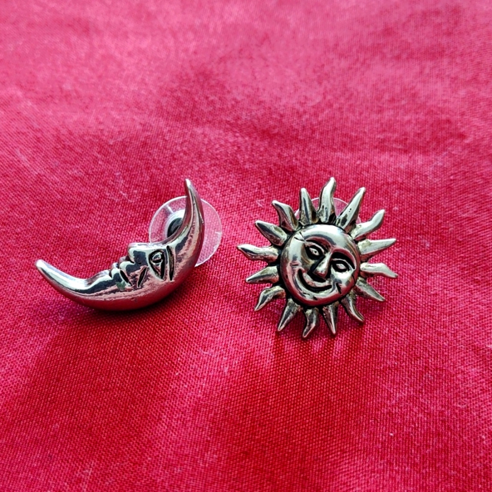 Sun and Moon silver earrings